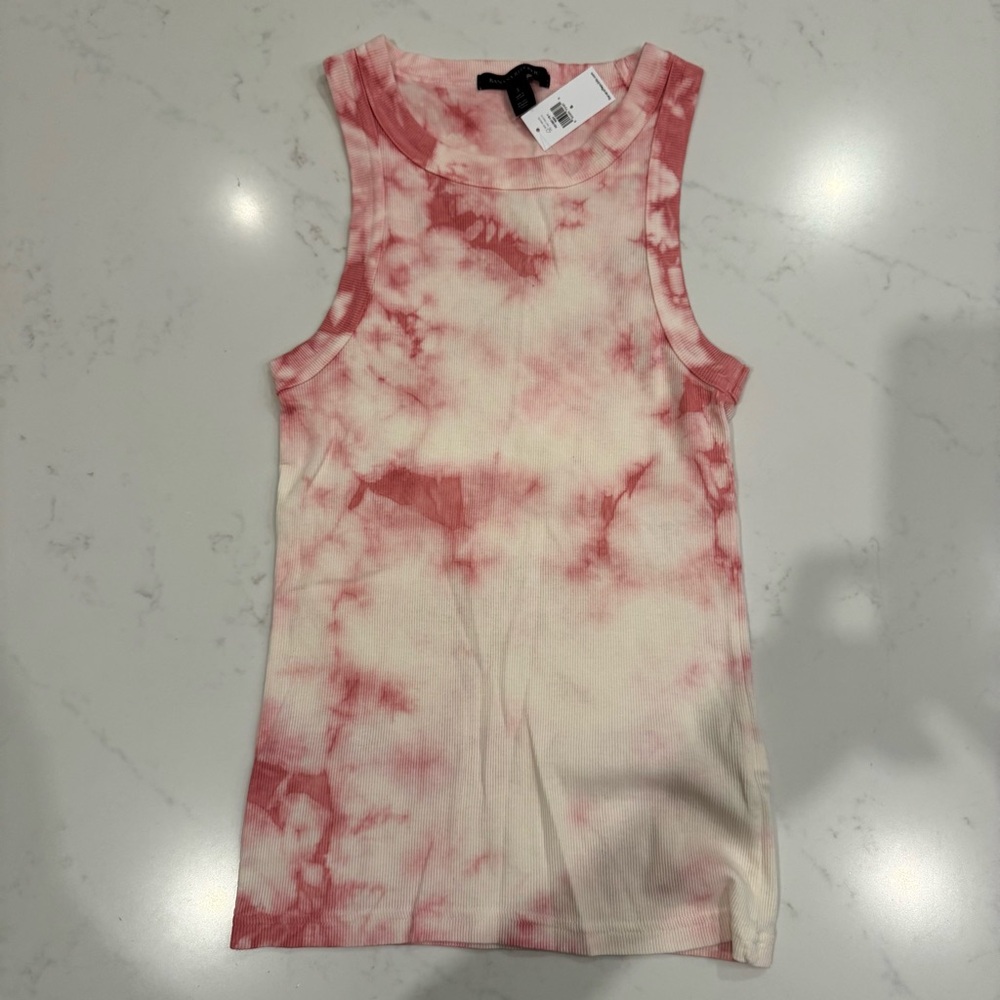 NWT: BR : Cotton Ribbed High Neck Tank : Pink Ivory : Small